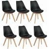 EGGREE Lot De 6 Chaises Design Contemporain Nordique Scandinave -Tulipe Chaises- Pieds En Bois De Hêtre Massif - Noir -banc et tabouret Soldes Boutique 33859731 1