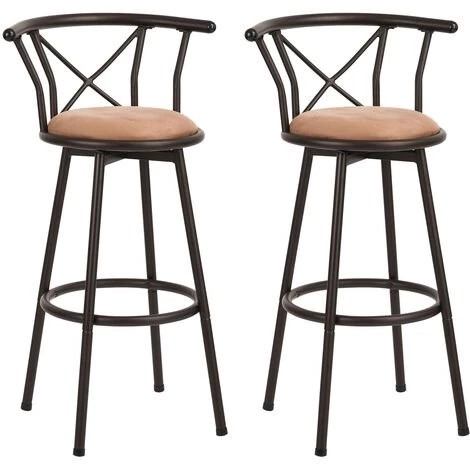 MEUBLES COSY Lot De 2 Tabourets De Bar Rembourré Avec Dossier Style Industriel Vintage Avec Repose-Pieds Design Rond Avec Dossier Et Coussin - MARRON 3 MEUBLES COSY Lot De 2 Tabourets De Bar Rembourré Avec Dossier Style Industriel Vintage Avec Repose-Pieds Design Rond Avec Dossier Et Coussin - MARRON