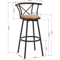 MEUBLES COSY Lot De 2 Tabourets De Bar Rembourré Avec Dossier Style Industriel Vintage Avec Repose-Pieds Design Rond Avec Dossier Et Coussin - MARRON 9 MEUBLES COSY Lot De 2 Tabourets De Bar Rembourré Avec Dossier Style Industriel Vintage Avec Repose-Pieds Design Rond Avec Dossier Et Coussin - MARRON -banc et tabouret Soldes Boutique 33860672 4