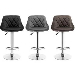 SIFREE 2 X Tabourets De Bar Siège Bien Rembourré En Velours , Hauteur Réglable Pieds En Métal,GRIS -banc et tabouret Soldes Boutique 33895118 5