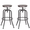 MEUBLES COSY Lot De 2 Tabouret De Bar Tournant En Noyer Et Métal Avec Pieds Incurvées Et Réglabes - NOYER -banc et tabouret Soldes Boutique 33895682 1