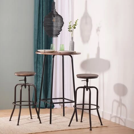 MEUBLES COSY Lot De 2 Tabouret De Bar Tournant En Noyer Et Métal Avec Pieds Incurvées Et Réglabes - NOYER 6 MEUBLES COSY Lot De 2 Tabouret De Bar Tournant En Noyer Et Métal Avec Pieds Incurvées Et Réglabes - NOYER – Image 4