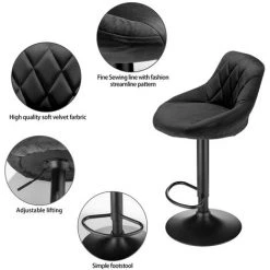 YONGQING Lot De 6 Chaises De Bar, Tabourets Hauts, Siège De Cuisine, Hauteur Réglable, Repose-pieds En Métal, Surface De Tabouret En Flanelle - Noir - Noir 10 YONGQING Lot De 6 Chaises De Bar, Tabourets Hauts, Siège De Cuisine, Hauteur Réglable, Repose-pieds En Métal, Surface De Tabouret En Flanelle - Noir - Noir -banc et tabouret Soldes Boutique 33913567 4