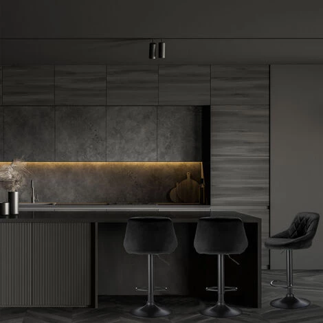 YONGQING Lot De 6 Chaises De Bar, Tabourets Hauts, Siège De Cuisine, Hauteur Réglable, Repose-pieds En Métal, Surface De Tabouret En Flanelle - Noir - Noir 7 YONGQING Lot De 6 Chaises De Bar, Tabourets Hauts, Siège De Cuisine, Hauteur Réglable, Repose-pieds En Métal, Surface De Tabouret En Flanelle - Noir - Noir – Image 5