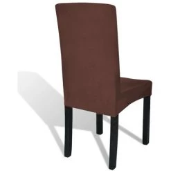 VidaXL Housse De Chaise Droite Extensible 6 Pcs Marron - Brun -banc et tabouret Soldes Boutique 3410887 4