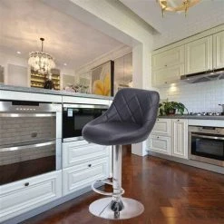 TALKEACH Tabouret De Bar, Lot De 2, Tabouret De Comptoir, Chaise De Bar, Chaise Longue, Chaise Rembourrée Avec Dossier En Cuir Synthétique Et Métal, Réglable En Hauteur, Pivotant, Noir -banc et tabouret Soldes Boutique 34197030 5