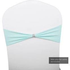 ASUPERMALL Bling Bling Mariage Chaise Ceintures Arcs Elastique Spandex Chaise Sash Couvre Bandes De Mariage Fournitures Decorations, Bleu Clair, 50 Pcs - Bleu Clair, 50 Pcs -banc et tabouret Soldes Boutique 34204693 3