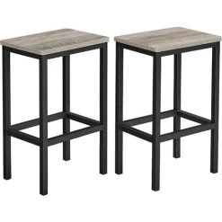 SONGMICS VASAGLE Lot De 2 Chaises De Bar, Tabourets Hauts, Sièges, Pour Cuisine, Salle à Manger, Salon, Style Industriel, Grège Et Noir LBC065B02 - Grège Et Noir