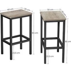 SONGMICS VASAGLE Lot De 2 Chaises De Bar, Tabourets Hauts, Sièges, Pour Cuisine, Salle à Manger, Salon, Style Industriel, Grège Et Noir LBC065B02 - Grège Et Noir -banc et tabouret Soldes Boutique 34699683 5