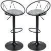HOMCOM Lot De 2 Tabourets De Bar Design Néo-rétro Réglable Pivotant Avec Repose-pied Métal Noir Lin Gris - Gris -banc et tabouret Soldes Boutique 34739025 1