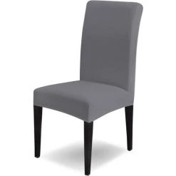 DEVENIRRICHE Housses De Chaise 4 Pièces, Housse De Chaise Stretch Gris, Housse De Chaise Élastique Housse De Chaise Stretch Amovible Lavable Durable Universel, Pour Salle À Manger, Hôtel, Banquet, Mariage, Décoration De Fête