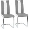 YONGQING 2x Chaises De Salle à Manger Chaises Cantilever Chaise à Bascule Chaise De Table Highback Gris-blanc - Gris-blanc -banc et tabouret Soldes Boutique 34839204 1