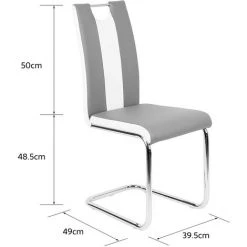 YONGQING 2x Chaises De Salle à Manger Chaises Cantilever Chaise à Bascule Chaise De Table Highback Gris-blanc - Gris-blanc -banc et tabouret Soldes Boutique 34839204 3