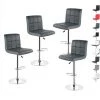 SKECTEN Lot De 4 Tabourets De Bar - Recouvert De Similicuir Capitonné - Base Très Grande - Repose-Pieds - Gris -banc et tabouret Soldes Boutique 34913924 1