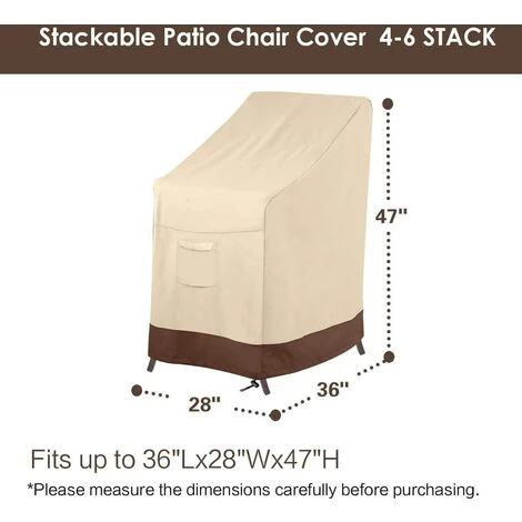 DONTODENT Housse De Chaise De Patio Empilable, Housse De Chaise D'extérieur 100% Imperméable, Housse De Mobilier De Jardin De Pelouse Lourde, Convient Pour 4 à 6 Chaises De Salle à Manger Empilables, 36" Lx28 Wx47 H, Beige Et Marron. 3 DONTODENT Housse De Chaise De Patio Empilable, Housse De Chaise D'extérieur 100% Imperméable, Housse De Mobilier De Jardin De Pelouse Lourde, Convient Pour 4 à 6 Chaises De Salle à Manger Empilables, 36" Lx28 Wx47 H, Beige Et Marron.