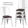 COSTWAY 4 Chaises Salle à Manger Empilables, Style Industriel En Acier Convient Pour Bistrot,Cuisine,Bar,Café Blanc 2 COSTWAY 4 Chaises Salle à Manger Empilables, Style Industriel En Acier Convient Pour Bistrot,Cuisine,Bar,Café Blanc -banc et tabouret Soldes Boutique 35040164 1