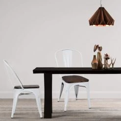 COSTWAY 4 Chaises Salle à Manger Empilables, Style Industriel En Acier Convient Pour Bistrot,Cuisine,Bar,Café Blanc -banc et tabouret Soldes Boutique 35040164 4