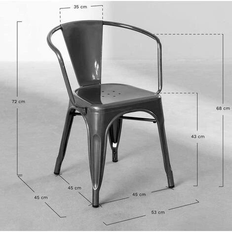 KOSMI - Lot De 4 Chaises En Métal Noir Mat Style Industriel Factory Avec Assise En Bois Naturel Clair, Fauteuils Industriels Avec Accoudoirs - Noir 5 KOSMI - Lot De 4 Chaises En Métal Noir Mat Style Industriel Factory Avec Assise En Bois Naturel Clair, Fauteuils Industriels Avec Accoudoirs - Noir – Image 3