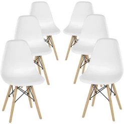 OOBEST Lot De 6 Chaises De Salle à Manger Chaise De Cuisine Avec Pieds En Bois Blanc -banc et tabouret Soldes Boutique 35101422 3