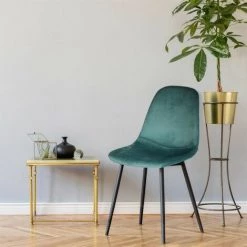 HOME DÉCO FACTORY Chaise Velours Côtelé Giulia Bleu Canard - Bleu Canard - Bleu Canard -banc et tabouret Soldes Boutique 35115039 2