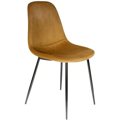 HOME DÉCO FACTORY Chaise Velours Côtelé Giulia Jaune Moutarde - Jaune Moutarde - Jaune Moutarde 3 HOME DÉCO FACTORY Chaise Velours Côtelé Giulia Jaune Moutarde - Jaune Moutarde - Jaune Moutarde