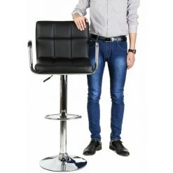 HOMFA Tabouret De Bar 2 Places Chaises De Bar Similicuir Accoudoir Tabouret Chaise Tabouret De Cuisine Noir -banc et tabouret Soldes Boutique 35550003 3