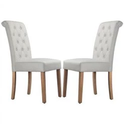 Yaheetech Lot De 2 Chaises De Salle à Manger Avec Chêne Tissu Chaise De Salon Mobilier Pour Bureau Cuisine Bar Réunion Hôtel 45,5 X 62 X 98,5cm