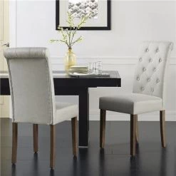 Yaheetech Lot De 2 Chaises De Salle à Manger Avec Chêne Tissu Chaise De Salon Mobilier Pour Bureau Cuisine Bar Réunion Hôtel 45,5 X 62 X 98,5cm -banc et tabouret Soldes Boutique 35572227 4