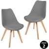 MC HAUS Pack 2 Chaises De Salle A Manger, Design Moderne, Chaises Tulip Pour Salon, Bureau, La Salle De Séjour Ou Terrasse, Dossier Ergonomique, Siege Rembourre Et Pieds En Bois, Style Scandinave, Gris Fonce -banc et tabouret Soldes Boutique 35601000 1