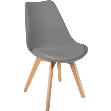 MC HAUS Pack 2 Chaises De Salle A Manger, Design Moderne, Chaises Tulip Pour Salon, Bureau, La Salle De Séjour Ou Terrasse, Dossier Ergonomique, Siege Rembourre Et Pieds En Bois, Style Scandinave, Gris Fonce 4 MC HAUS Pack 2 Chaises De Salle A Manger, Design Moderne, Chaises Tulip Pour Salon, Bureau, La Salle De Séjour Ou Terrasse, Dossier Ergonomique, Siege Rembourre Et Pieds En Bois, Style Scandinave, Gris Fonce – Image 2