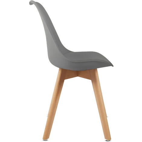 MC HAUS Pack 2 Chaises De Salle A Manger, Design Moderne, Chaises Tulip Pour Salon, Bureau, La Salle De Séjour Ou Terrasse, Dossier Ergonomique, Siege Rembourre Et Pieds En Bois, Style Scandinave, Gris Fonce 5 MC HAUS Pack 2 Chaises De Salle A Manger, Design Moderne, Chaises Tulip Pour Salon, Bureau, La Salle De Séjour Ou Terrasse, Dossier Ergonomique, Siege Rembourre Et Pieds En Bois, Style Scandinave, Gris Fonce – Image 3