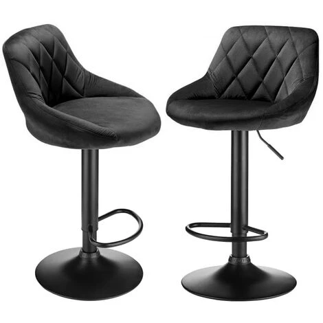 Aqrau Tabouret De Bar Flannel Stool Top Spoon | Noir 2 Pcs 4 Aqrau Tabouret De Bar Flannel Stool Top Spoon | Noir 2 Pcs – Image 2