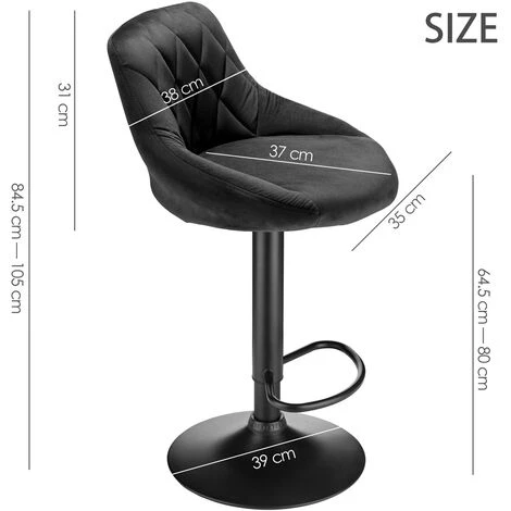 Aqrau Tabouret De Bar Flannel Stool Top Spoon | Noir 2 Pcs 6 Aqrau Tabouret De Bar Flannel Stool Top Spoon | Noir 2 Pcs – Image 4