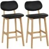 Aqrau 2 X Tabouret De Bar Avec Pieds En Bois, Tabouret De Cuisine Avec Siège En Similicuir, Noir -banc et tabouret Soldes Boutique 35618924 1