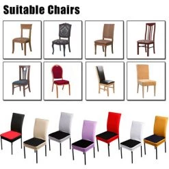 ASUPERMALL 2 Pcs / Ensemble Spandex Respirant Extensible A Manger Chaise Housses De Sieges Antipoussiere Chaise De Ceremonie Couvre-Chaussures Protecteurs, Mauve - Mauve -banc et tabouret Soldes Boutique 35812196 3