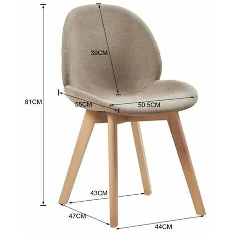 EGGREE Lot De 4 Chaise De Salle à Manger Chaise Scandinave Tissu Gris Chaise 50.5 X 54.5 X 81.5 Cm 4 EGGREE Lot De 4 Chaise De Salle à Manger Chaise Scandinave Tissu Gris Chaise 50.5 X 54.5 X 81.5 Cm – Image 2