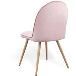 LÚZETE - CHAISE HADLEY VELOURS ROSE PIEDS HÊTRE - Rose -banc et tabouret Soldes Boutique 35836874 2