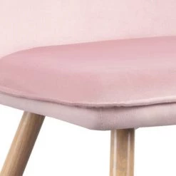 LÚZETE - CHAISE HADLEY VELOURS ROSE PIEDS HÊTRE - Rose -banc et tabouret Soldes Boutique 35836874 4