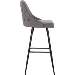 CLP Tabouret De Bar Portree En Velours Avec Pieds En Métal Gris -banc et tabouret Soldes Boutique 35852112 3