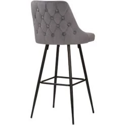 CLP Tabouret De Bar Portree En Velours Avec Pieds En Métal Gris -banc et tabouret Soldes Boutique 35852112 4
