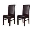 HAPPYSHOPPING 2 Pieces Une Piece En Cuir PU Extensible Chaise De Salle A Manger Housses De Siege Arriere Etanche A L'huile Etanche A La Poussiere Chaise De Ceremonie Housses Protecteurs-marron,modele:Marron