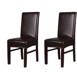HAPPYSHOPPING 2 Pieces Une Piece En Cuir PU Extensible Chaise De Salle A Manger Housses De Siege Arriere Etanche A L'huile Etanche A La Poussiere Chaise De Ceremonie Housses Protecteurs-marron,modele:Marron