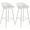 IDIMEX Lot De 2 Tabourets De Bar IREK Chaise Haute Cuisine Ou Comptoir Au Design Retro En Plastique Et Métal Blancs, Hauteur D'assise 75 Cm - Blanc/blanc -banc et tabouret Soldes Boutique 36012220 1