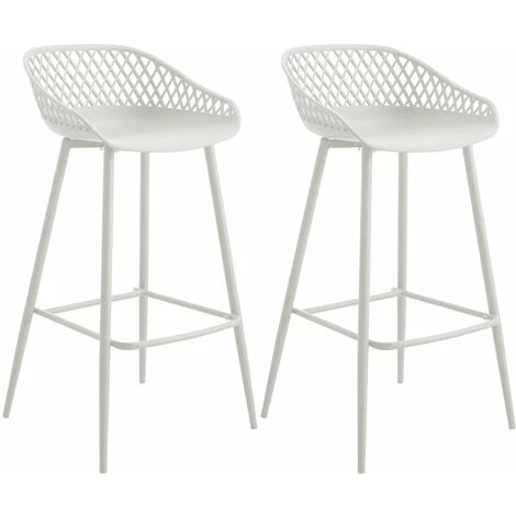 IDIMEX Lot De 2 Tabourets De Bar IREK Chaise Haute Cuisine Ou Comptoir Au Design Retro En Plastique Et Métal Blancs, Hauteur D'assise 75 Cm - Blanc/blanc 3 IDIMEX Lot De 2 Tabourets De Bar IREK Chaise Haute Cuisine Ou Comptoir Au Design Retro En Plastique Et Métal Blancs, Hauteur D'assise 75 Cm - Blanc/blanc