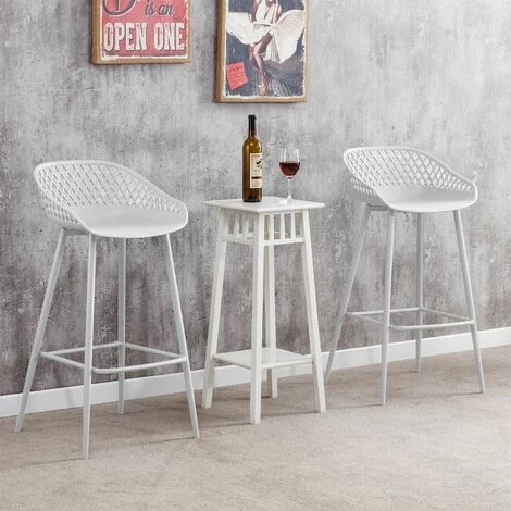 IDIMEX Lot De 2 Tabourets De Bar IREK Chaise Haute Cuisine Ou Comptoir Au Design Retro En Plastique Et Métal Blancs, Hauteur D'assise 75 Cm - Blanc/blanc 5 IDIMEX Lot De 2 Tabourets De Bar IREK Chaise Haute Cuisine Ou Comptoir Au Design Retro En Plastique Et Métal Blancs, Hauteur D'assise 75 Cm - Blanc/blanc – Image 3