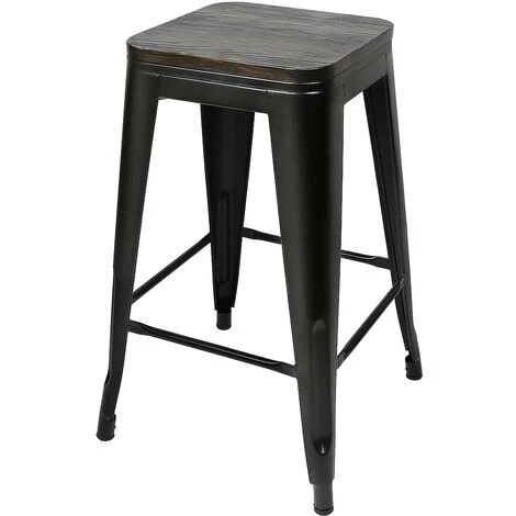 SKECTEN Tabouret De Bar Industriel Lot De 4 Tabourets Haut Industriels 76,5cm Metal Et Bois, Chaise De Bar Empilable Pour Exterieur Interieur, Max. 150kg (Hauteur 76,5cm, Noir) 5 SKECTEN Tabouret De Bar Industriel Lot De 4 Tabourets Haut Industriels 76,5cm Metal Et Bois, Chaise De Bar Empilable Pour Exterieur Interieur, Max. 150kg (Hauteur 76,5cm, Noir) – Image 3
