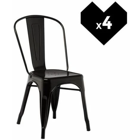 SKECTEN Lot De 4 Chaises De Salle à Manger Métalliques De Style Industriel Sans Assemblage Requis Ensemble De Chaises Vintage Empilables Pour Salle à Manger Salon Cuisine Café (Noir) 3 SKECTEN Lot De 4 Chaises De Salle à Manger Métalliques De Style Industriel Sans Assemblage Requis Ensemble De Chaises Vintage Empilables Pour Salle à Manger Salon Cuisine Café (Noir)