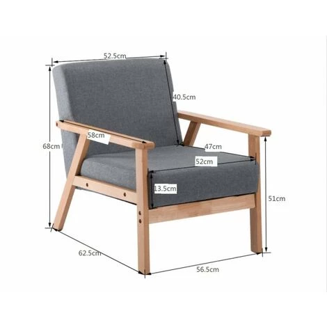 EGGREE Lot De 2 Chaises Canapé Unique Fauteuil Salon à Manger Chaise Rétro Bois Et Tissu Clair - Gris 4 EGGREE Lot De 2 Chaises Canapé Unique Fauteuil Salon à Manger Chaise Rétro Bois Et Tissu Clair - Gris – Image 2
