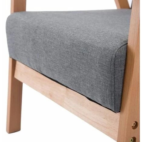 EGGREE Lot De 2 Chaises Canapé Unique Fauteuil Salon à Manger Chaise Rétro Bois Et Tissu Clair - Gris 5 EGGREE Lot De 2 Chaises Canapé Unique Fauteuil Salon à Manger Chaise Rétro Bois Et Tissu Clair - Gris – Image 3