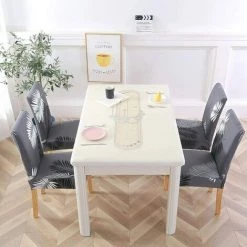 LONGZIMING Housse De Chaise Extensible Pour Salle à Manger Protection De Chaise Imprimée Maison Hôtel Mariage Réunion (Noir/Gris, 6) 11 LONGZIMING Housse De Chaise Extensible Pour Salle à Manger Protection De Chaise Imprimée Maison Hôtel Mariage Réunion (Noir/Gris, 6) -banc et tabouret Soldes Boutique 36473678 5
